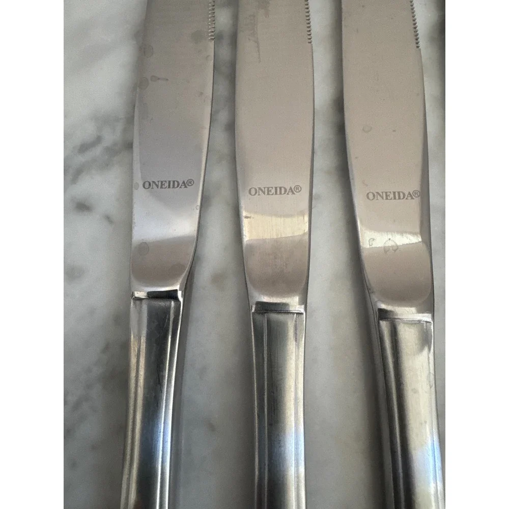Oneida Minuteman Colonial Boston‎ Stainless Dinner Knives Set of 7 VTG Flatware